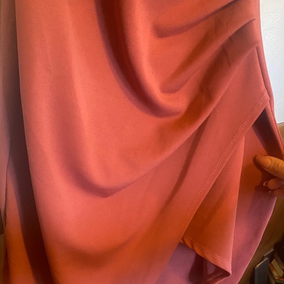 Mind Code Rust Asymmetrical Dress - Picture 3 of 4